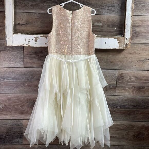 AMERICAN PRINCESS Girls Fancy Asymetrical Tiered Sleeveless Beaded Dress Size 10 - Picture 6 of 9